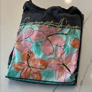 Sunset Day Kids Floral Shirt - Black, Pink, Orange